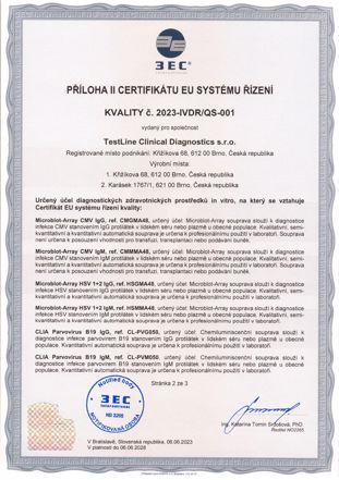 TestLine Clinical Diagnostics získává první IVDR certifikáty pro produkty CLIA a MBA